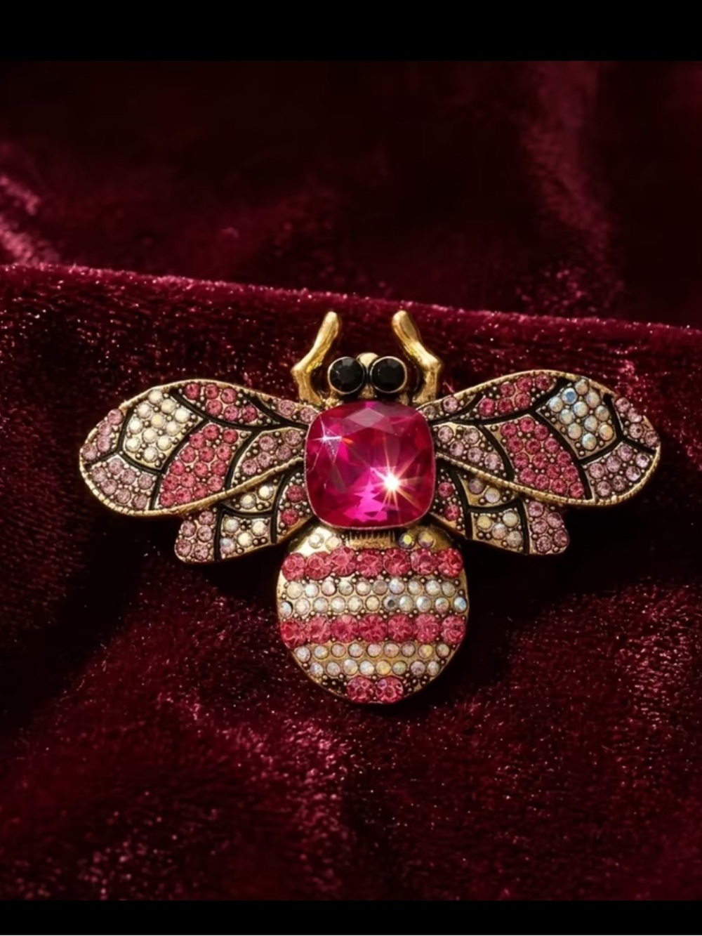 Pink Crystal Bee Brooch - Sparkling Pink Bee Pin